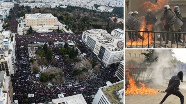 Τέμπη: Live τα συλλαλητήρια σε πάνω από 380 πόλεις σε Ελλάδα και εξωτερικό - Λαοθάλασσα σε Αθήνα και Θεσσαλονίκη - Εκτεταμένα επεισόδια στο Σύνταγμα από κουκουλοφόρους (Βίντεο και εικόνες)