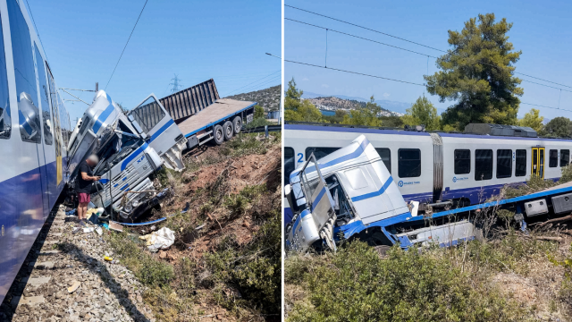 Σύγκρουση φορτηγού με τρένο στη Χαλκίδα: Έσκασε το λάστιχο είπε ο οδηγός της νταλίκας - Αρνητικός στο αλκοτέστ αλλά συνελήφθη (Εικόνες)